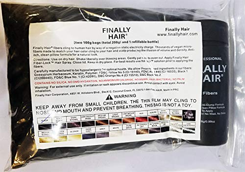 Hair Building Fibers 200 Grams 7 Oz. With Bottle By Finally Hair 50g*4 (Medium Salt & Pepper (dark brown & white special formula))