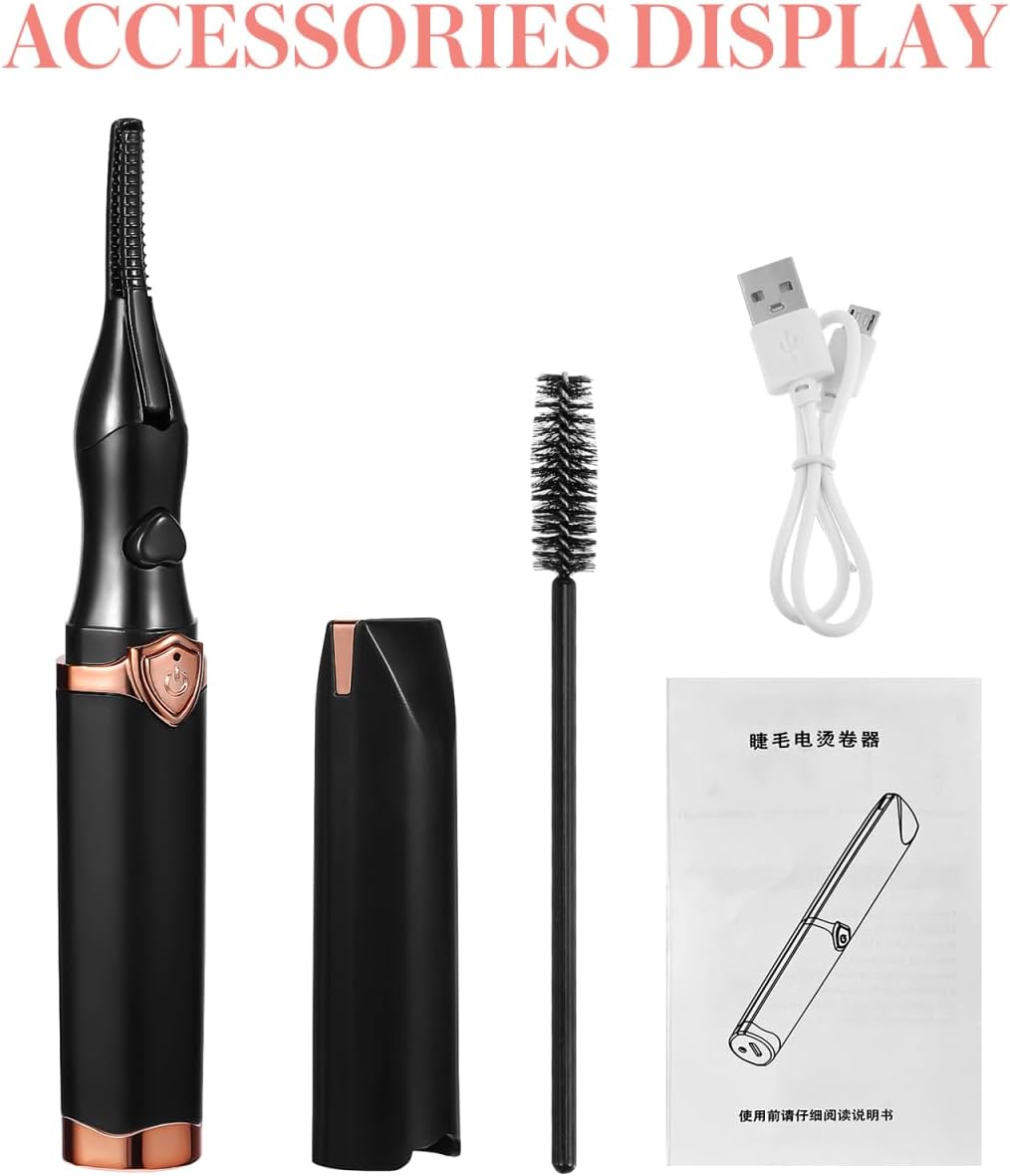 Electric Eyelash Curler Heat - USB Rechargeable Heated Eyelash Curler with 3 Temperature Settings for Curls and Perfect Eye Makeup
