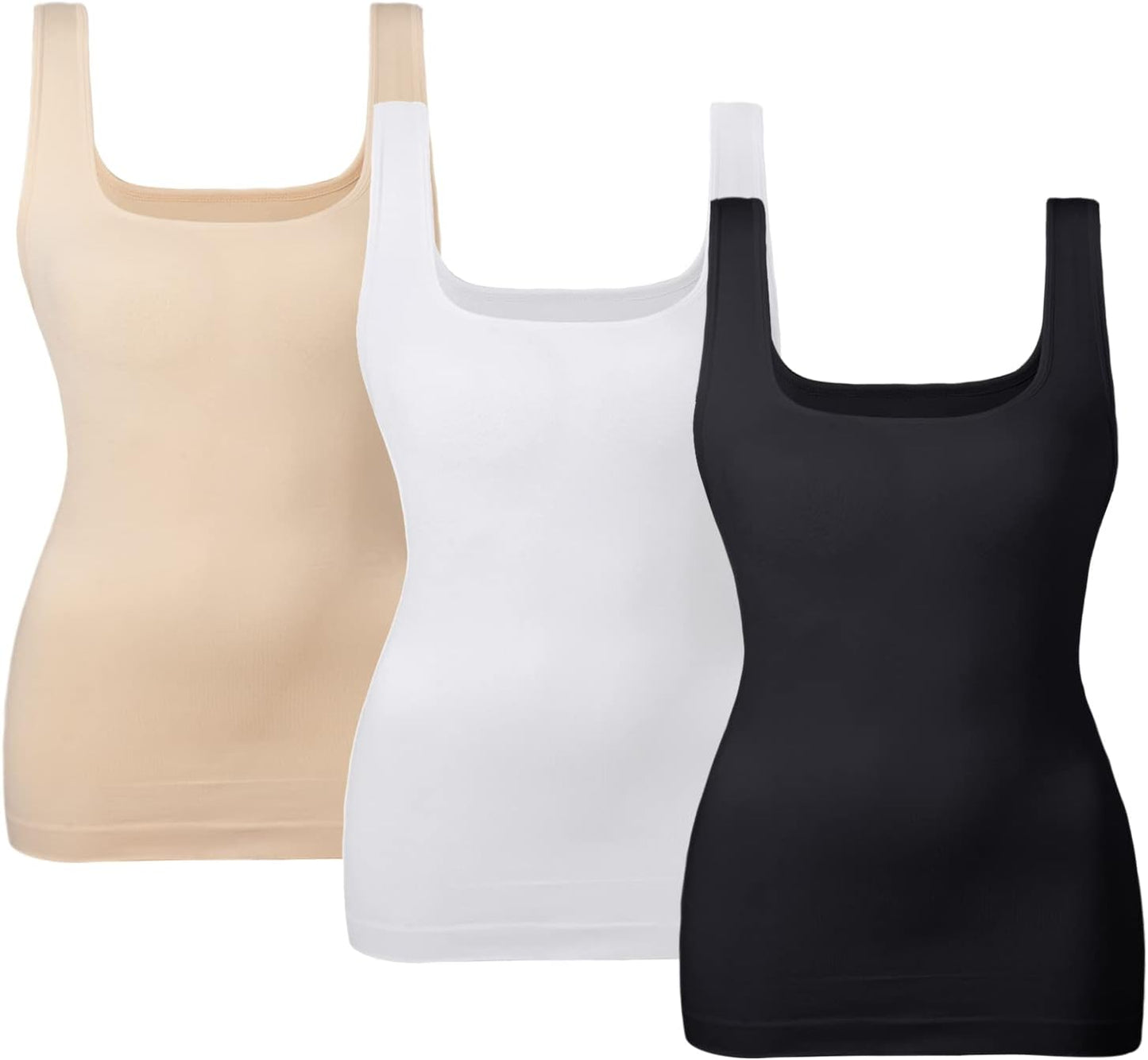 EUYZOU Women's Tummy Control Shapewear Tank Tops Seamless Square Neck Compression Tops Slimming Body Shaper Camisole
