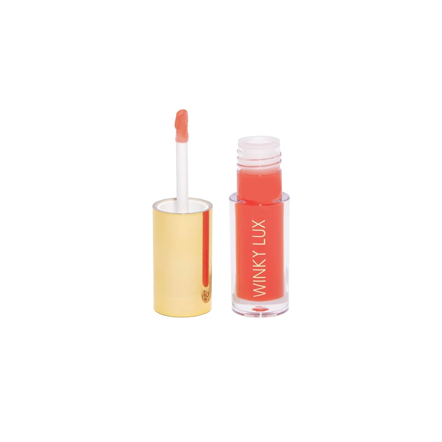 Winky Lux Flush Barely There Sheer Tinted Lip Oil - Hydrating Lip Gloss Tint, Coral Glossy Lip Balm, Juicy Non Sticky Long Lasting Formula, Infused with Jojoba Oil & Soft Vanilla Scent