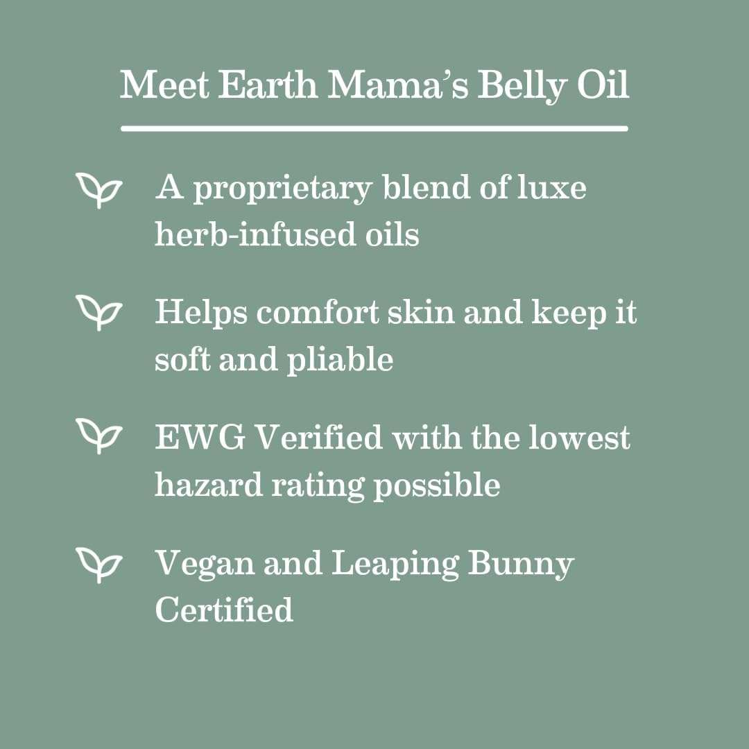Earth Mama Belly Oil for Dry Skin | Calendula Skin Care Moisturizer Oil to Encourage Natural Elasticity and Help Prevent Stretch Marks During Pregnancy and Postpartum, 4-Fluid Ounce (3-Pack)