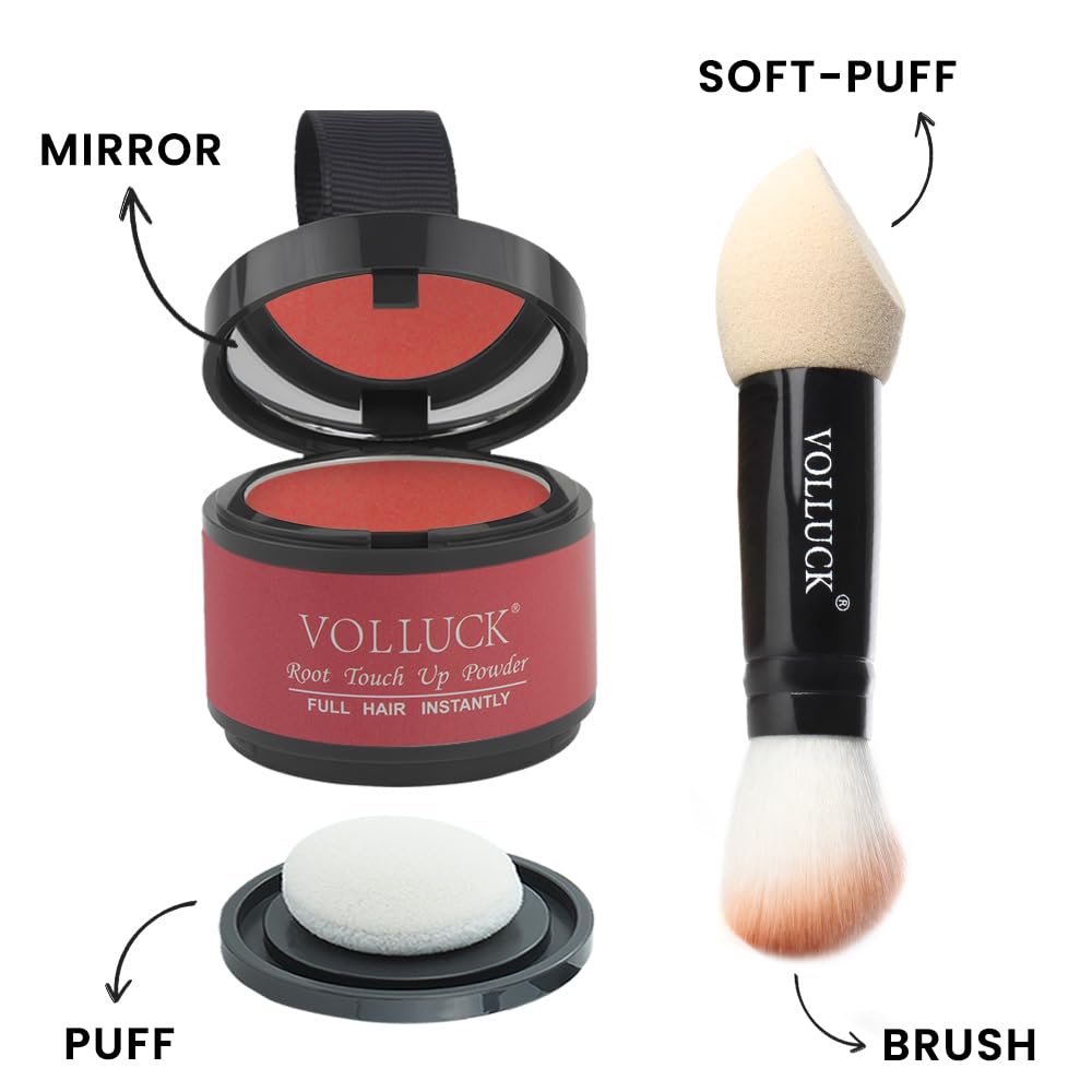 Root Touch Up Powder, Instantly Gray Root Cover Up Hairline Powder, Hair Concealer for Women and Men (A-Red, 2PC)