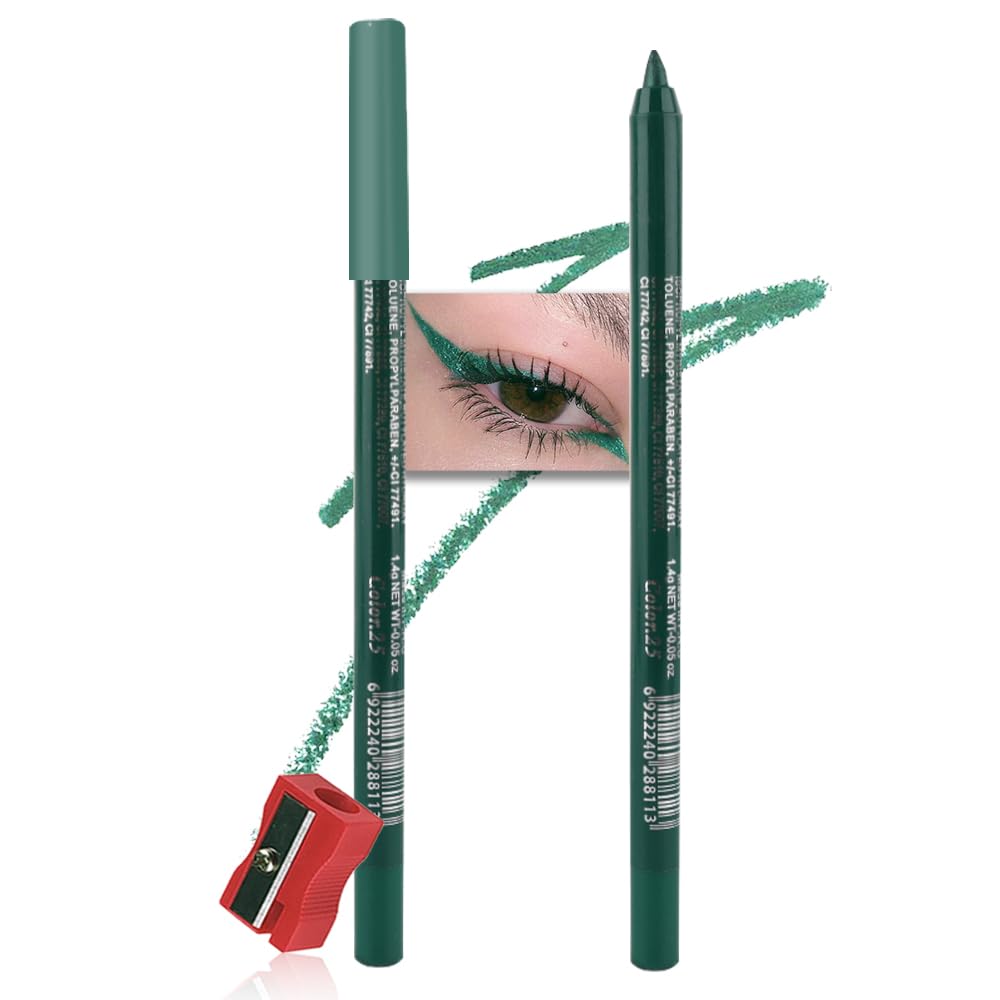 Kaely Gel Eyeliner Pencil for Women, Dark Pearl Green Eye Liner Waterproof Smudge Proof with Sharpener, Waterline Eye Makeup Liners, delineador de ojos contra el agua, Vegan & Cruelty-Free, 25