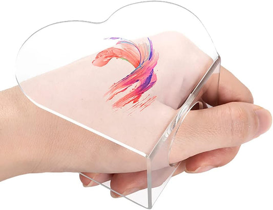 2 Pcs Clear Acrylic Nail Art Palettes Heart Shaped Nail Painting Plate Makeup Hand Palette Professional Cosmetic Mixing Palette for Beauty Salon