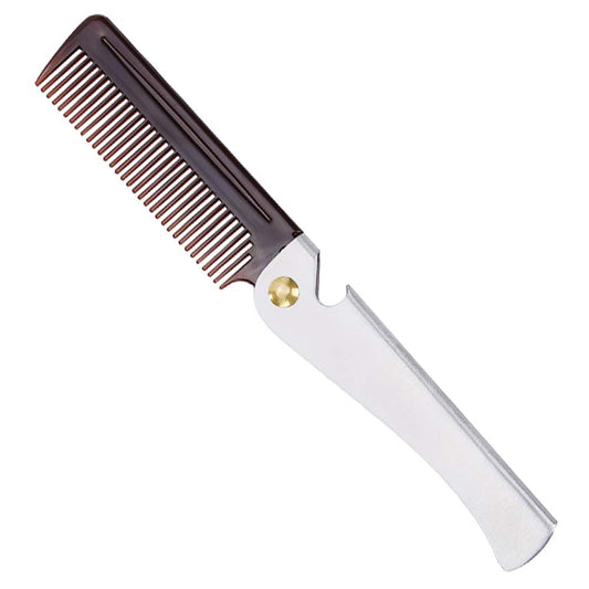 Stainless Steel Folding Comb, Pocket Comb for Men and Women, Silver