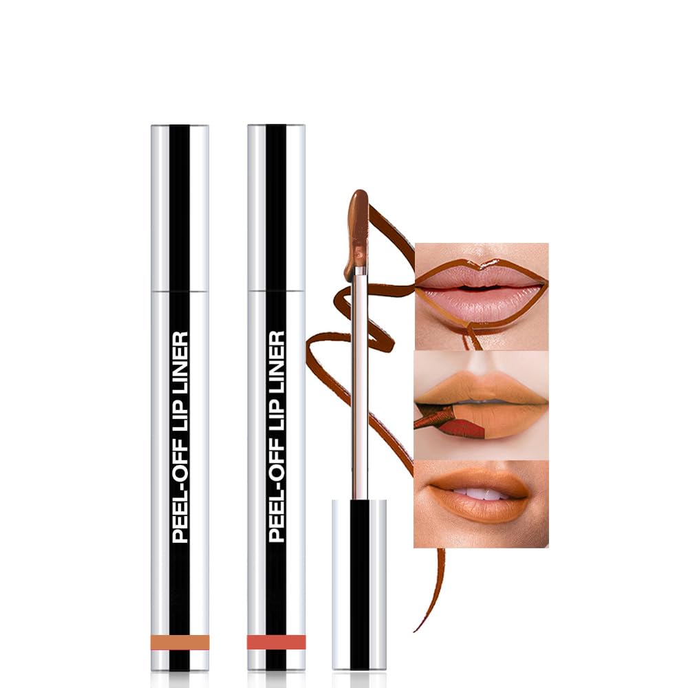 2Pcs Matte Liquid Lip Stain Peel Off Lip liner Tattoo, Matte Peel Off Lip Stain, Long Lasting Waterproof Lipstick Lip Gloss Stain, Transfer-proof for All Skin Types (0.24 fl oz-01#+07#)