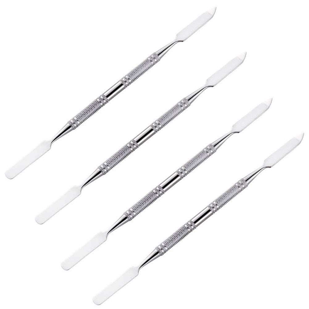 4 Pieces Makeup Spatula Cosmetics Mixing Spatula Stainless Steel Cosmetic Makeup Spatula Makeup Palette Spatula Tool Double Headed Makeup Stirring Spatula Makeup Accessories(150 mm, Silver)