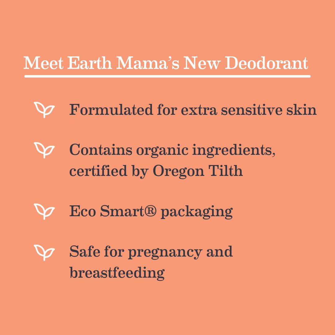 Earth Mama Bright Citrus Deodorant | Safe for Sensitive Skin, Pregnancy and Breastfeeding, Contains Organic Grapefruit and Calendula, No Baking Soda or Aluminum, 2.65-Ounce