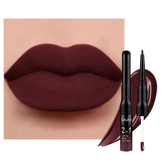 evpct 1Pcs Dark Deep Red Matte Lip Liner and Liquid Lipstick Stain Makeup Set for women, Red Long Lasting Smudge Proof Lipstick labiales matte mate larga duracion listip 24 hours originales,17#