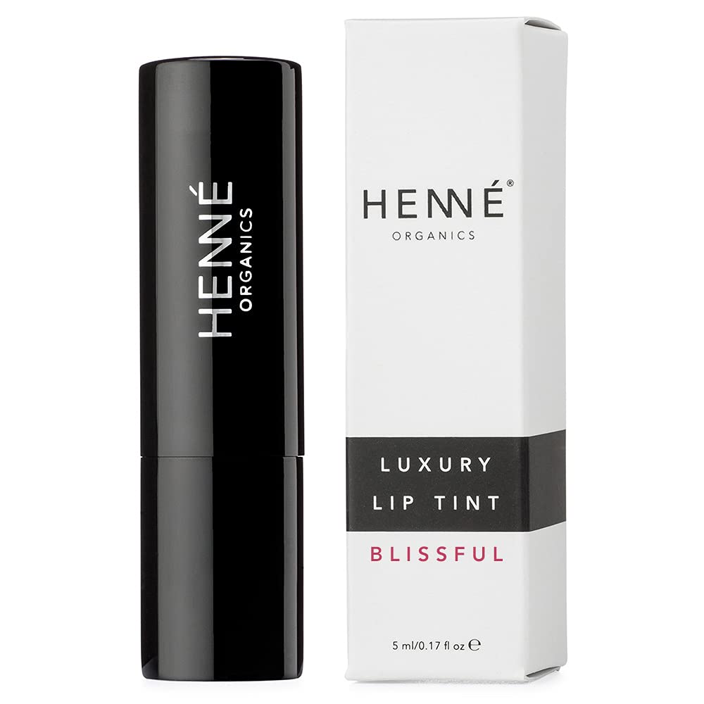 Henné Organics Luxury Lip Tint - Moisturizing, Sheer Natural Color - Blissful (Raspberry)