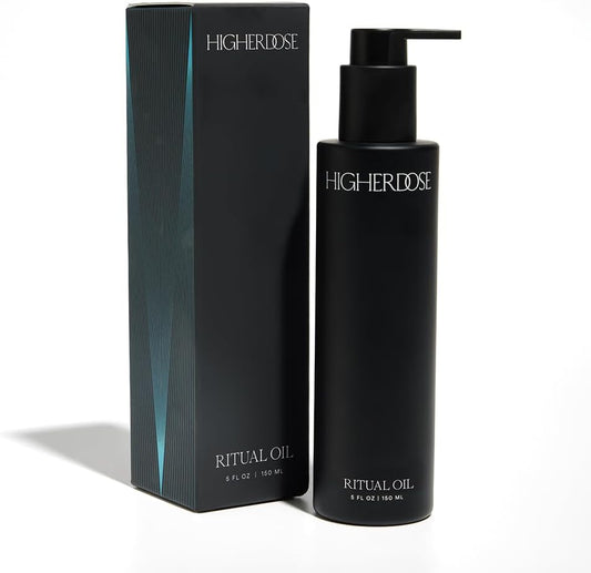 HigherDOSE Ritual Oil - Ayurvedic Daily Nourishing Body Oil for Dry Skin - Moisturizing Body Oil Enriched with Sea Buckthorn & Essential Oils to Deliver Nourished, Toned & Glowing Skin (5 Fl Oz)