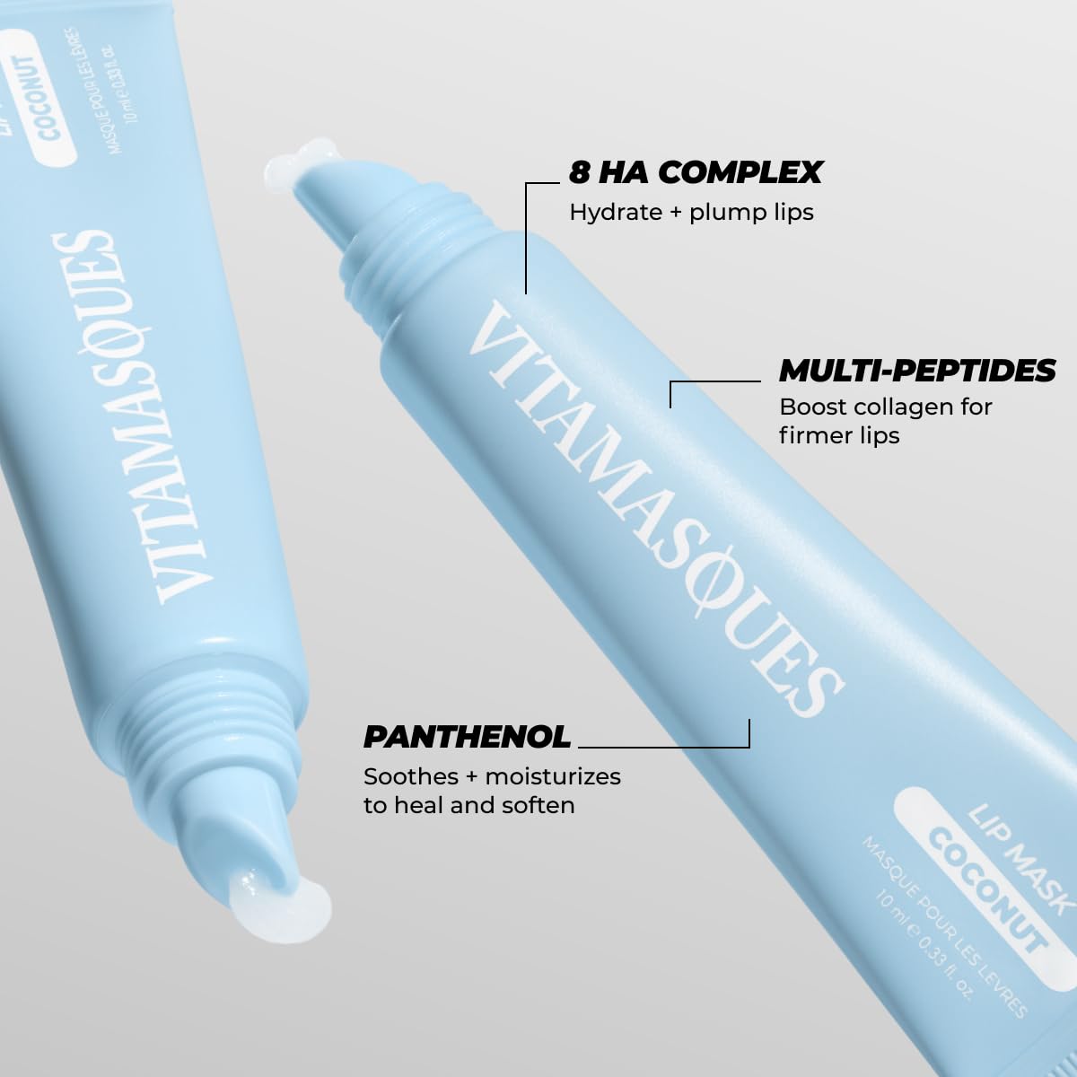 Vitamasques Overnight Lip Mask - Hydrating Coconut Flavor Lip Balm Moisturizer with Vitamins & Natural Oil Hydrates, Nourishes & Plumps Lips Area - Korean Skin Care Lip Care Products (Pack of 3)