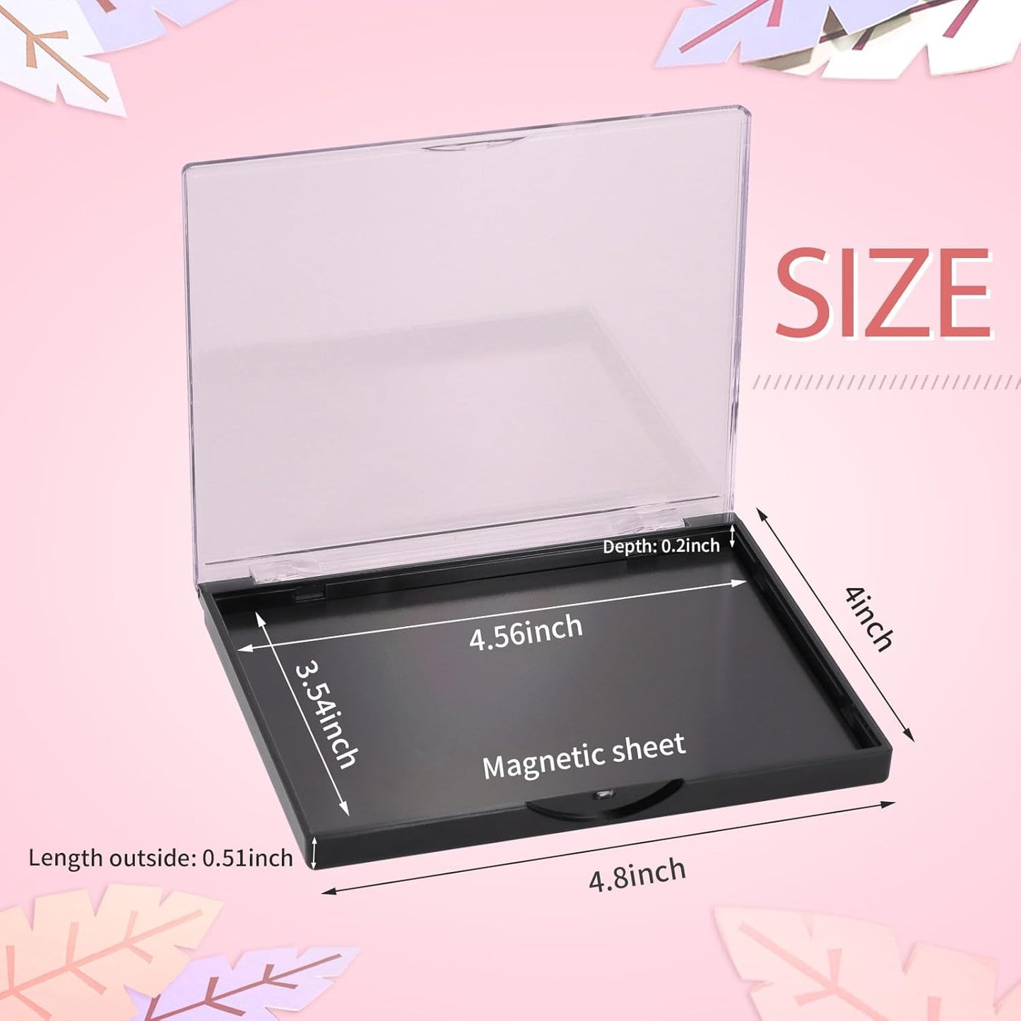 Empty Magnetic Eyeshadow Palette with Clear Top, Travel Makeup Organizer with 40Pcs Adhesive Metal Stickers For DIY Your Own Eyeshadow Lipstick Blush Powder (Small Palette - 4.8'' x 4'')