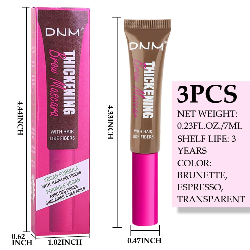 Tinted Thickening Brow Mascara,Brow Fast Sculpt,Waterproof, Transfer-proof, Brush to Fill in Eyebrows and Cover Gray Hairs - Cruelty Free (3pcs 06 Brunette &07 Espresso &09 transparent)