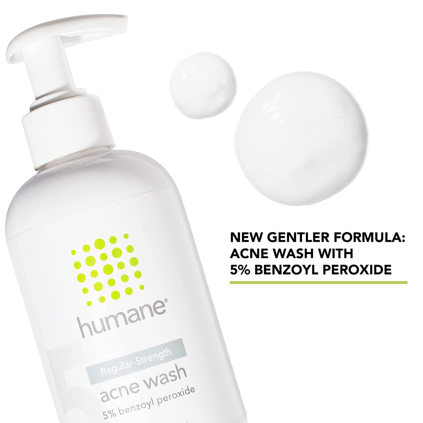 humane Benzoyl Peroxide Acne Face Wash - 5% Regular-Strength Acne Treatment for Face, Skin, Back and Body - 8 Fl Oz - Dermatologist-Tested Non-Foaming Cleanser - Vegan, Cruelty-Free