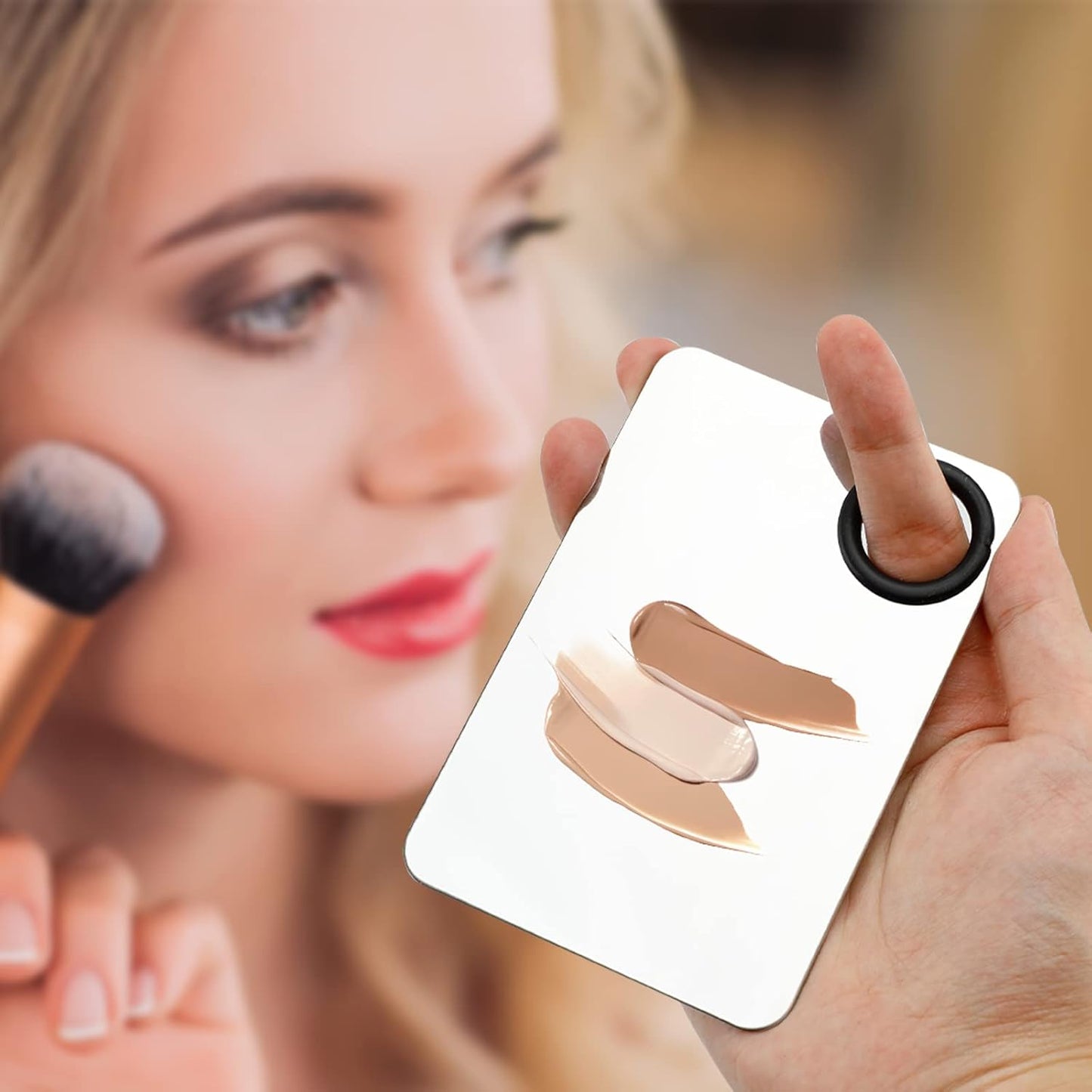 Makeup Spatula and Palette Set, Facial Makeup Tools, Including Eye Shadow/Eyelashes/Nail/Foundation With Makeup Mixing Palette + Blending Stick + Blending Spatula + Foundation Brush