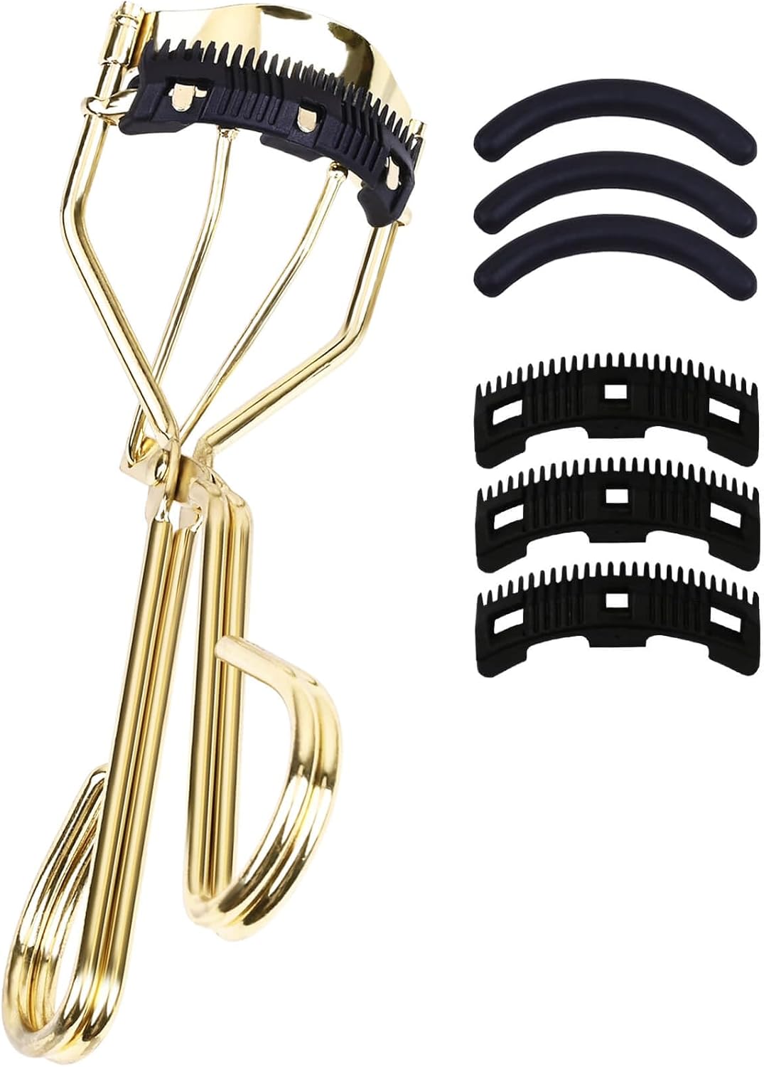 Eyelash Curlers with Comb IMMER LIEBEN Fashion Cute Eye Lash Curler with 3 Combs, 3 Refill, 10 Seconds for Long-Lasting Curl Gold