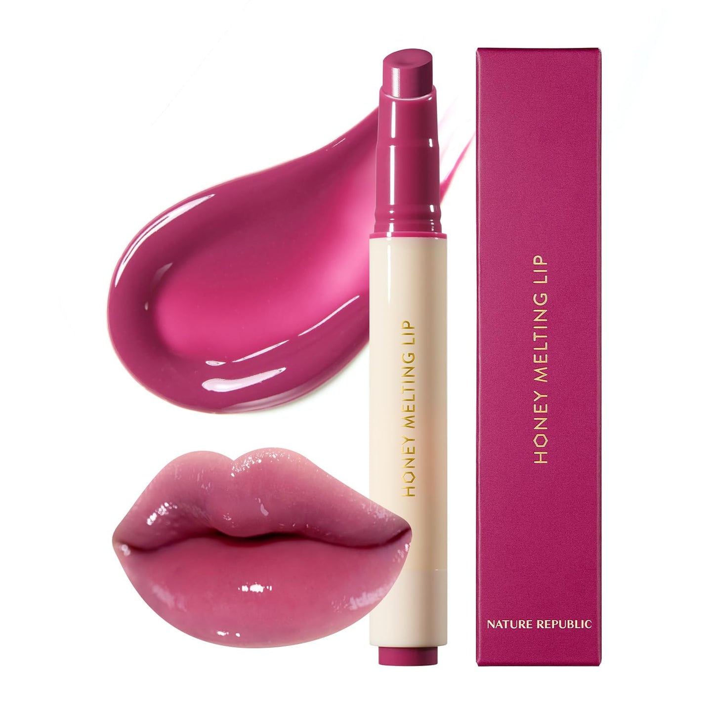 Nature Republic HONEY MELTING LIP (09 GRAPE) SOFT LIP STICK Hydrating Gloss, Moisturizing balms, Sheer tint, Shine & Nude, Glowy Finish, korean make up