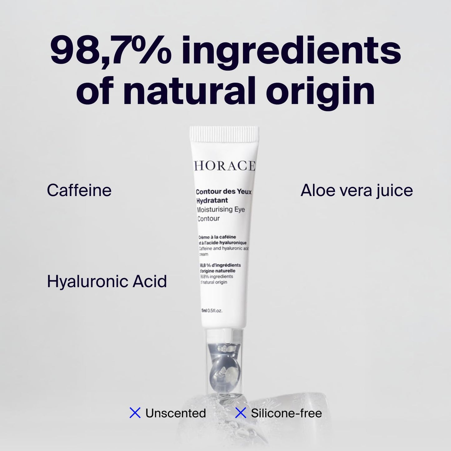 HORACE Under-Eye Moisturizer for Men - Anti-Fatigue Eye Cream to Reduce Dark Circles and Puffiness - Hydrating & Smoothing Skincare Formula for All Skin Types - Unscented, 15ml