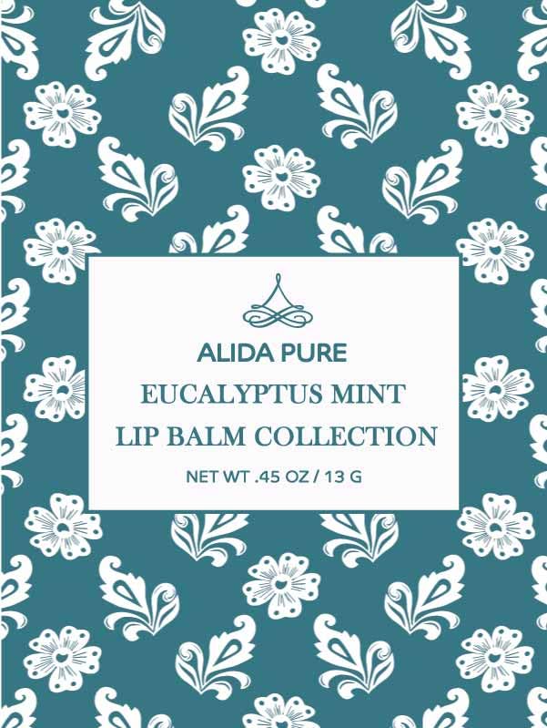 Eucalyptus Mint Lip Balm Collection, Vegan Set, Beeswax Free, with Organic Jojoba and Avocado Oil, Vitamin E, Natural Moisturizer for Dry, Chapped Lips, 3 Tube Set