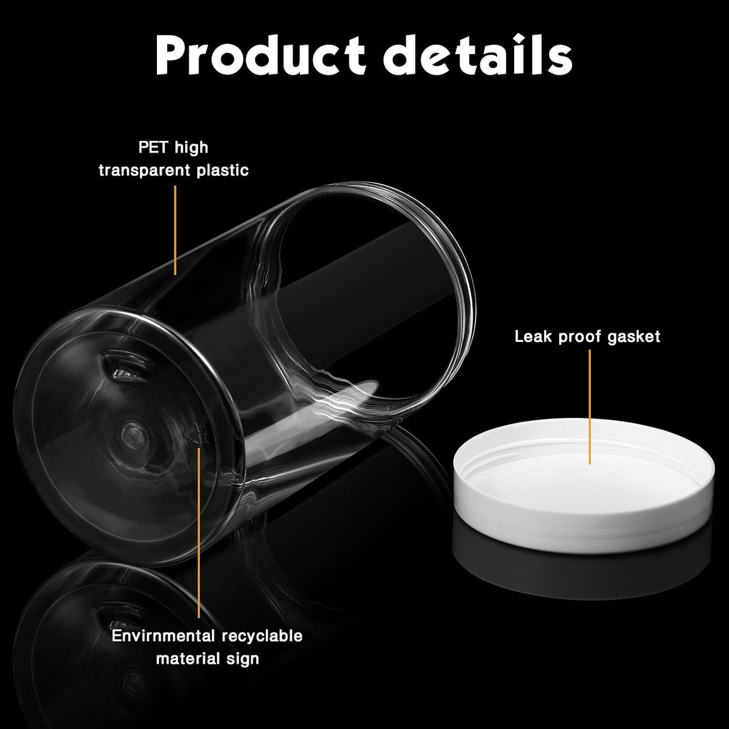 Patelai 4 Pieces Round Wide-mouth Leak Proof Plastic Container Jars with Lids for Travel Storage Makeup Beauty Products Face Creams Oils Salves Ointments DIY Making(32 Ounce,White)