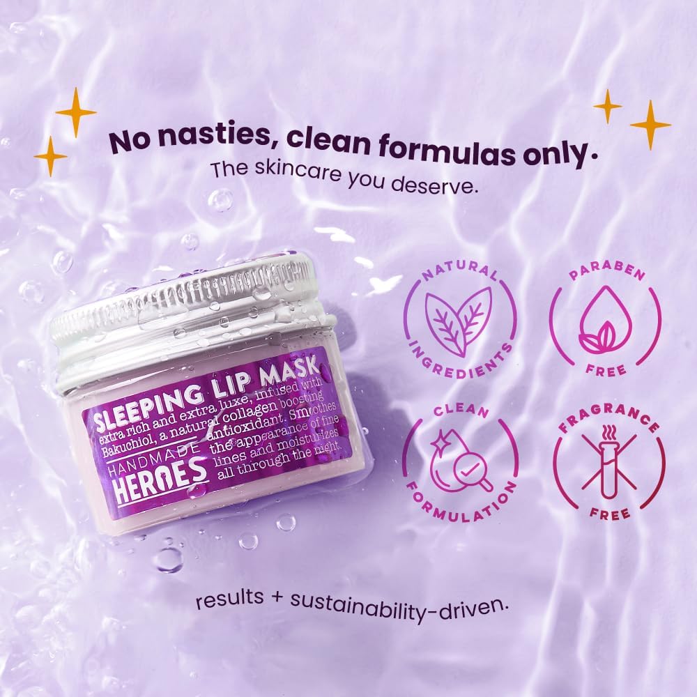 100% Natural Vegan Lip Butter Sleeping Lip Mask, Overnight Lip Moisturizer and Conditioner for Dry Lips. Intensive Lip Balm and Lip Therapy Skin Care with Mango butter (Bakuchiol - Collagen Boosting)