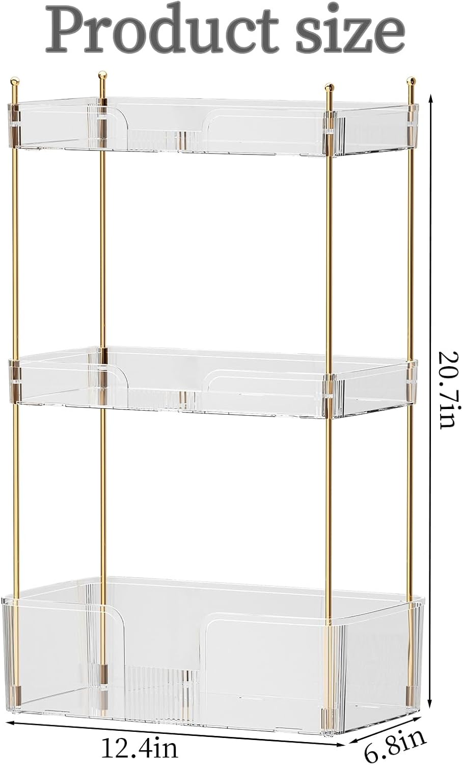 3 Tier Bathroom Countertop Organizer, Makeup Skin Care Organizer, Perfume Tray Vanity Countertop Organizer for Bathroom Countertops