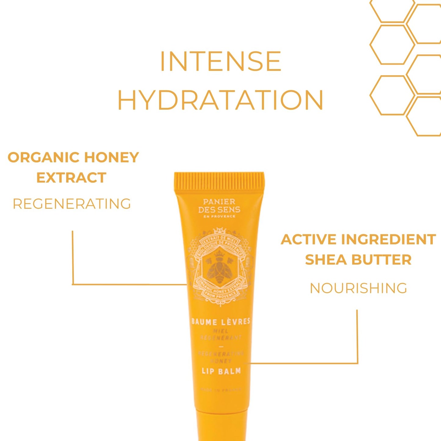 Panier des Sens - Honey Lip Balm for women - Shea butter & Honey - Lip care products - Made in France & 99% Natural Ingredients - Lip moisturizer Nourishing for Dry Lips - 0.5Floz/15ml