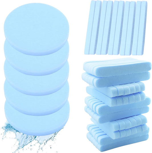 120 Count Compressed Facial Sponges, Face Cleansing Sponge for Estheticians Spa Wash Round Makeup Removal Sponge Pads for Women,Girls Compress Exfoliating Removal Sponge (Blue)