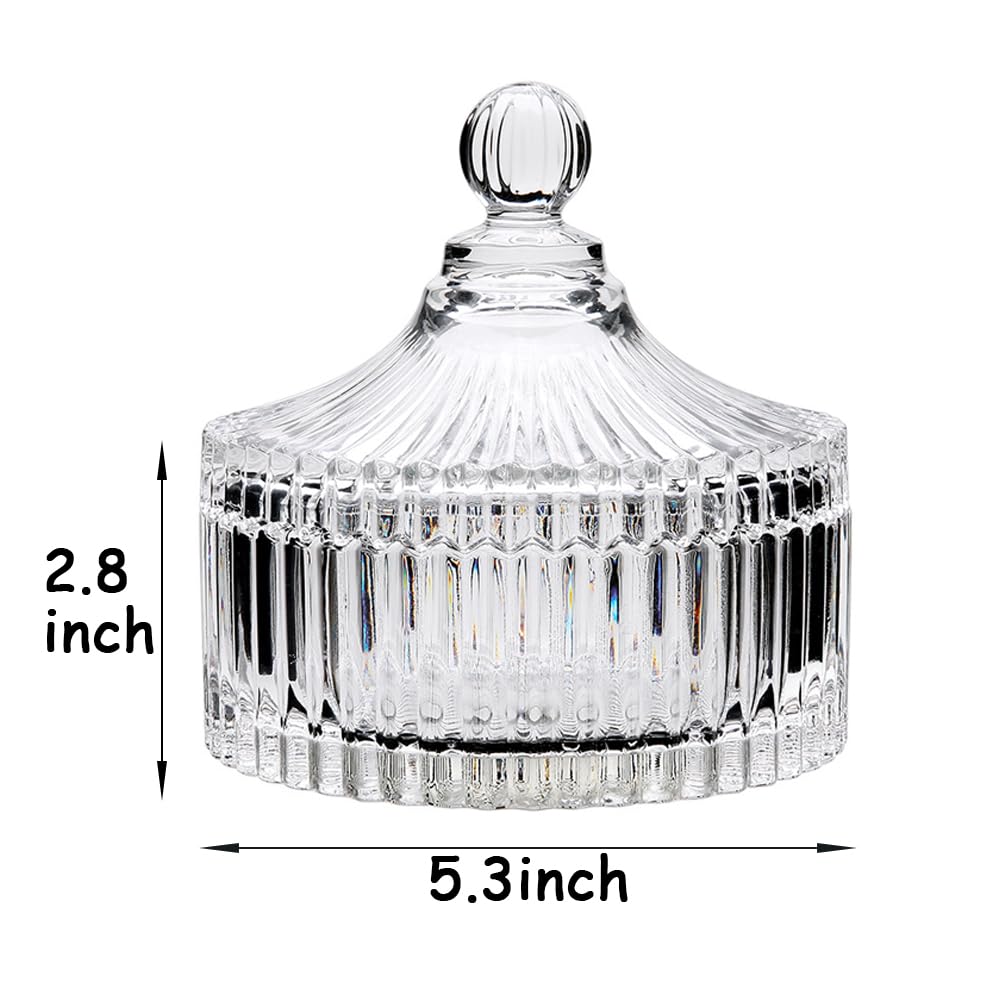 2 Pack Extra Large 5.2" Purple Powder Puffs and 5.3" Glass Container – Oversized Dusting Powder Jar with Puff Powder Holder Case(Clear Glass)