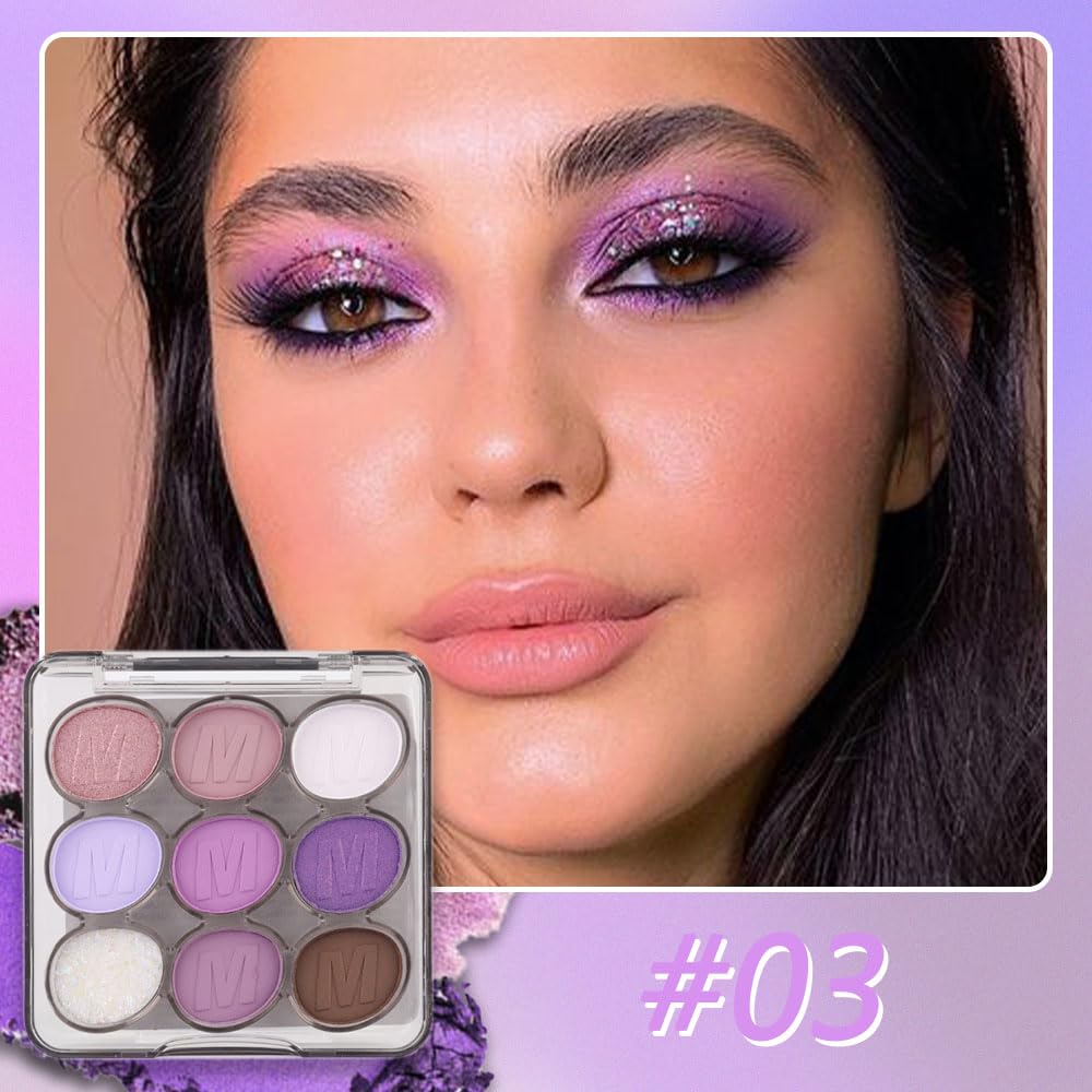 9 Colors Purple Grape Matte Shimmer Eyeshadow Palette for Eye Makeup,High Pigmented Brown Eye Shadow Primers Powder Palet de sombras de ojos