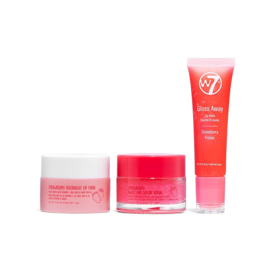 W7 Sweet Dreams Lip Care Gift Set - Overnight Mask, Balm & Scrub - Strawberry