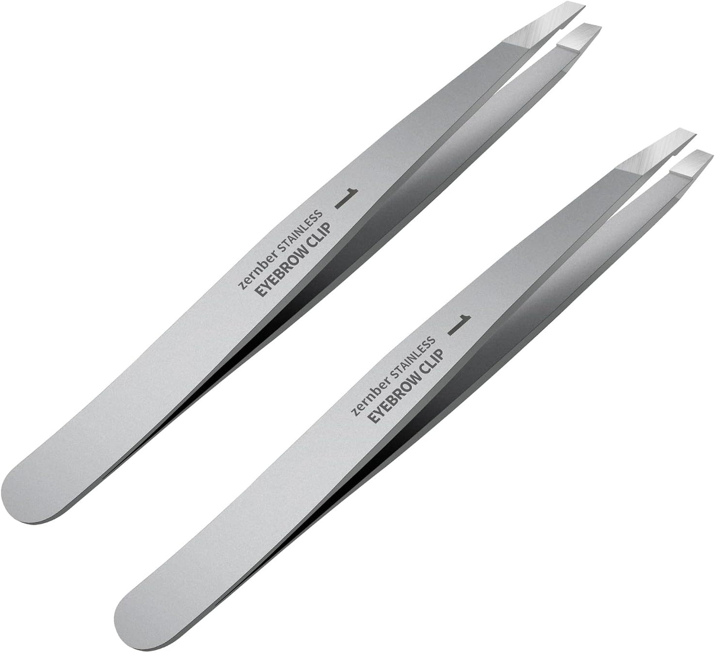 Flat and Slant Tip Tweezers of 2 Pack, Stainless Steel Precision Tweezer for Women Eyebrow & Hair Removal