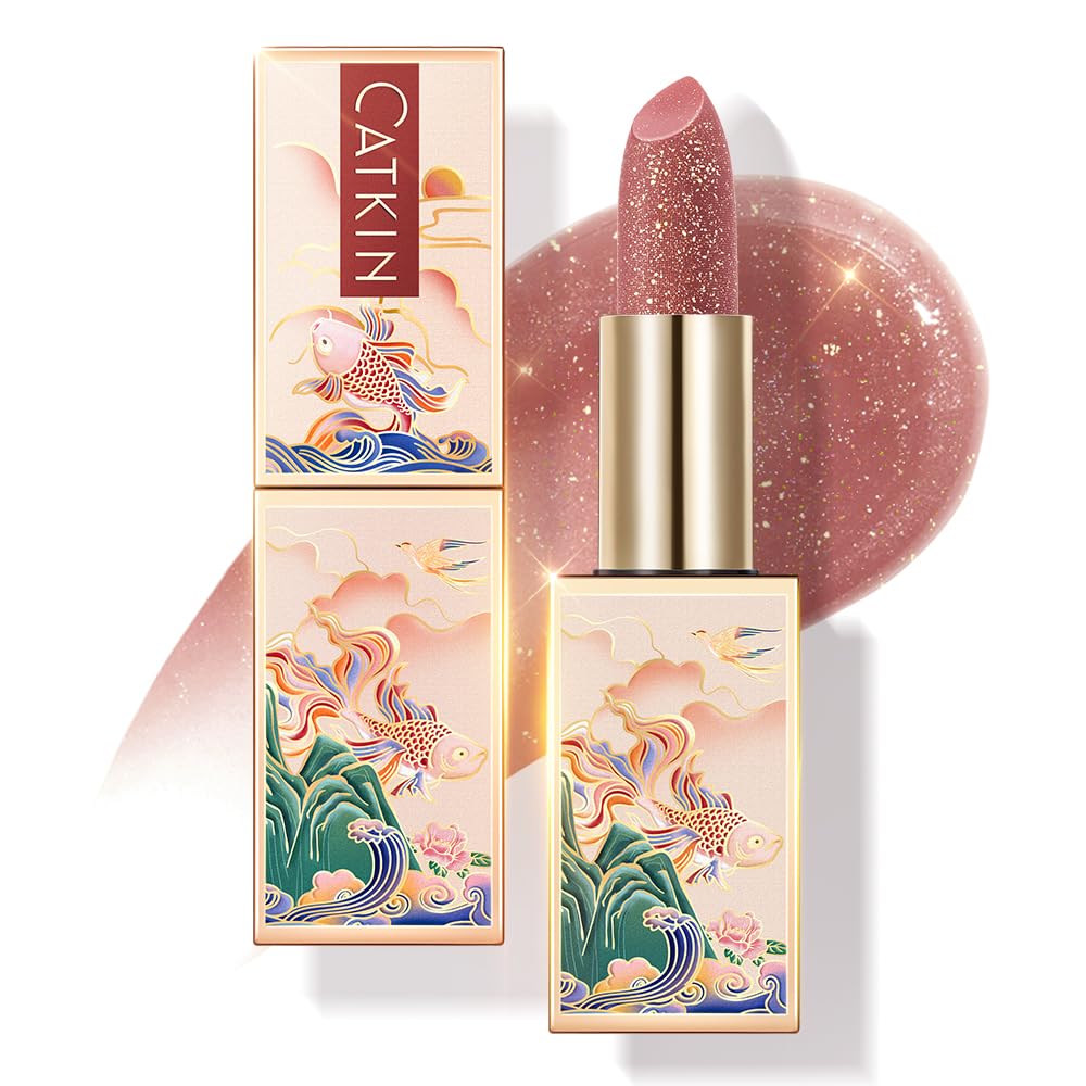 CATKIN Tinted Lip Balm Glitter Lip Stain Ultra Hydrating Lip Moistrurizer Lip Care with Vitamin E Nourishing For Cracked & Dry Lips 0.12 oz C15 Destiny - Wine Red