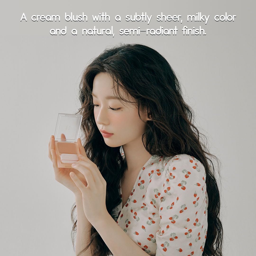 HOLIKA HOLIKA Colored Milk Cream Blush 06 TARO LATTE: Glowing, Natural Makeup, Glossy Finish, Soft, Creamy Dough like texture, Shimmer, Radiant, Plumping, Cheek, Lightweight, Clean, Buildable