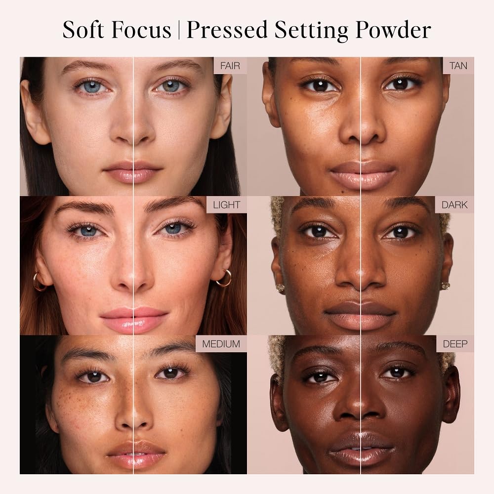 Jouer Soft Focus Hydrate & Setting Powder - Pressed Powder with Matte Finish - Blurring Powder for Fine Lines and Pores - Set Face Makeup Foundation or Concealer - Deep