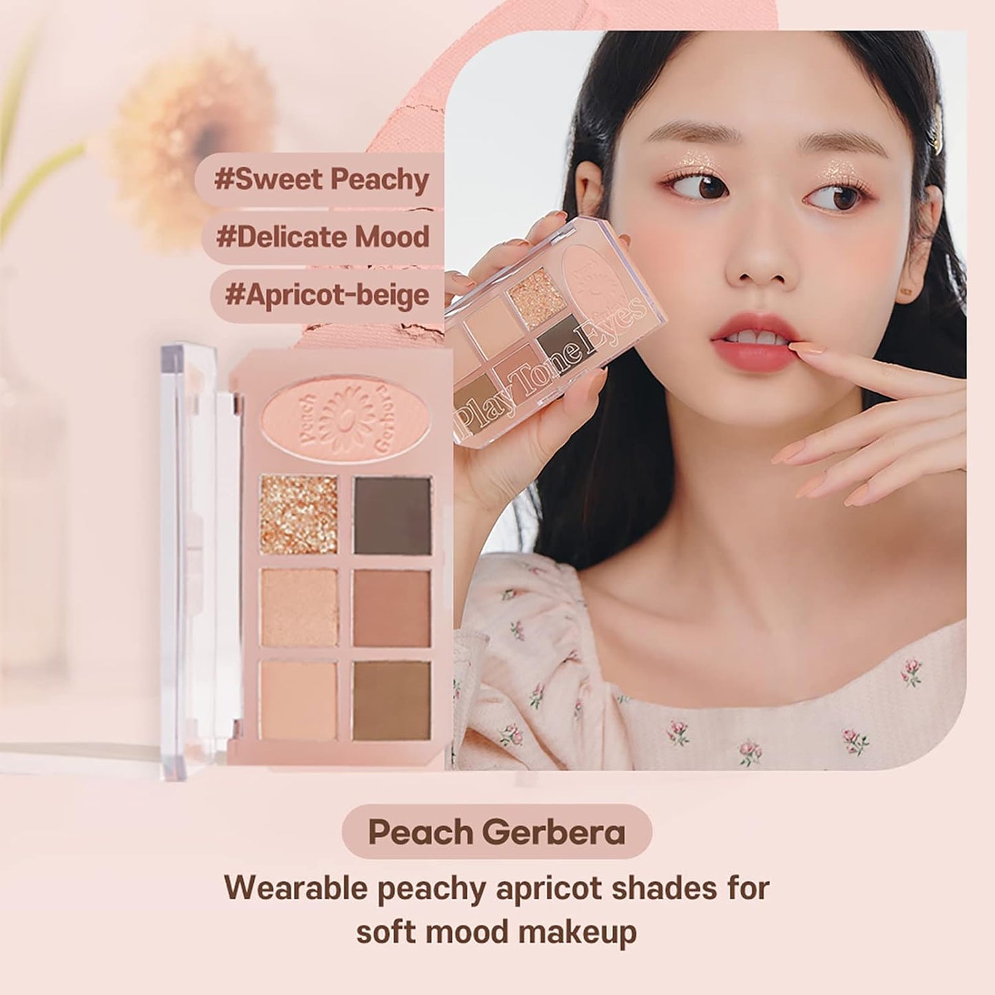 ETUDE Play Tone Eyepalette | From Eye To Cheeks | Palette With Easy Color Matching For All | Various Texture From Sheer Matte To Wet Glitters | K-beauty (Peach Gerbera)