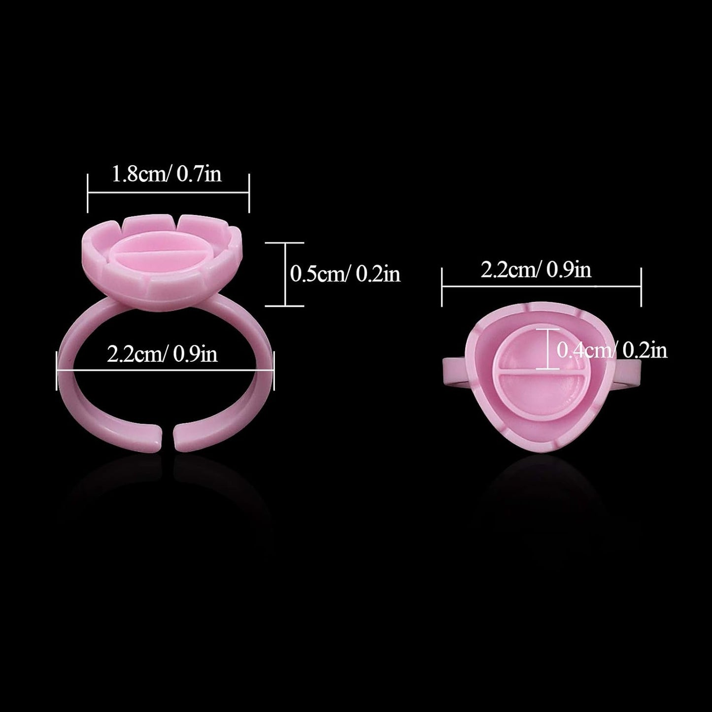 Fenshine 100 PCS Lash Glue Holder Glue Ring Cups Lash Extension Volume Lashes Quick Blossom Cups for Eyelash Extension Supply, 2 Methods of Use (Pink)
