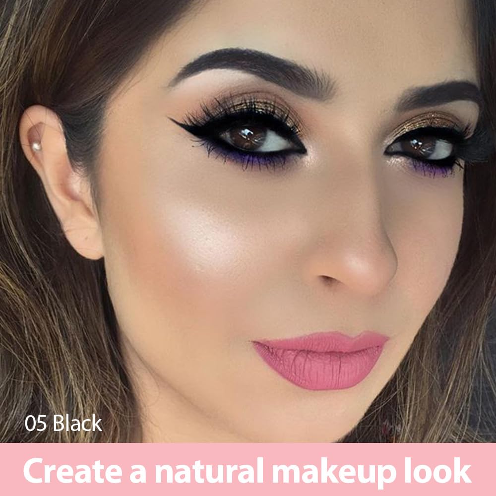 evpct 2Pcs Black Magic Microblading Dual-Ended Eyebrow Contouring Pen Brow Pencil, with 4 Brush Micro-Fork-Tips Applicator and Precise Brush-Tip, Hair Like Strokes, with Dual-ended Eyebrow Brush