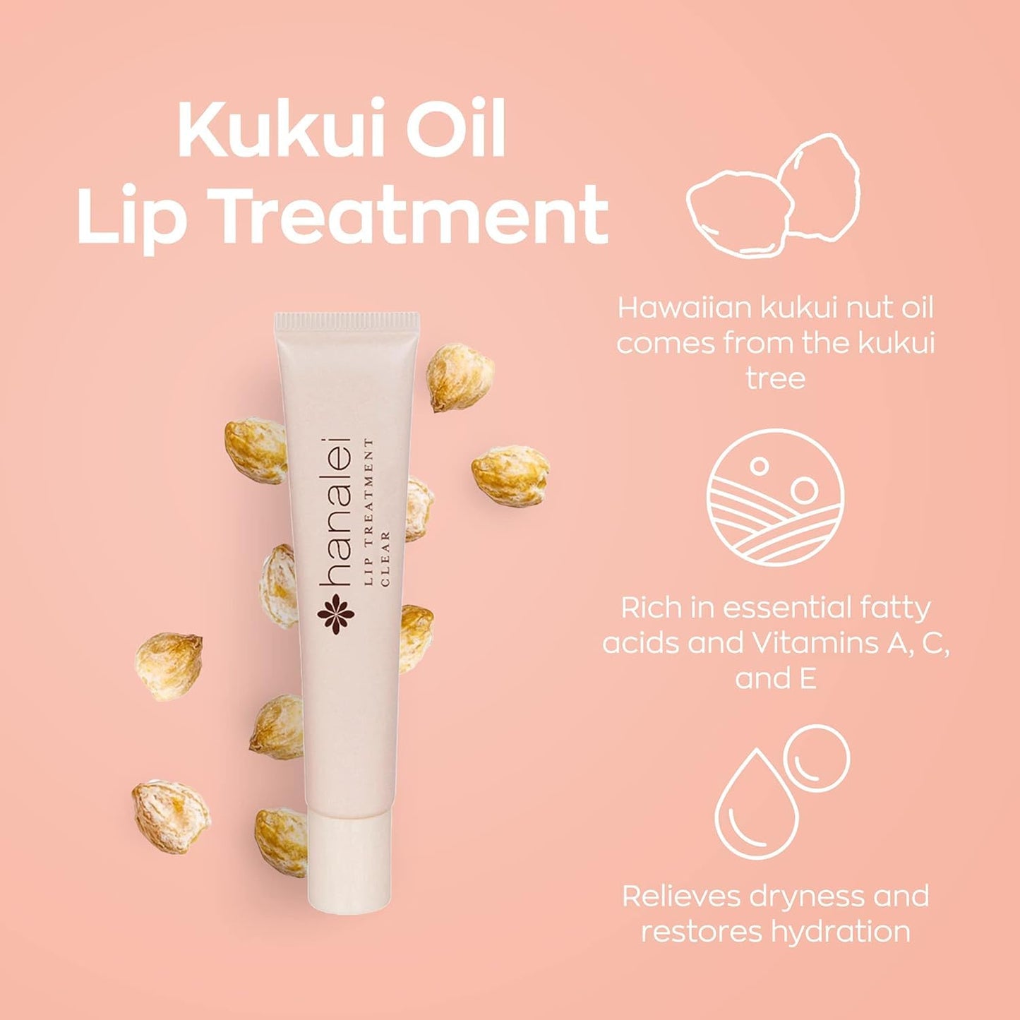Hanalei Lip Treatment Duo – Hydrating Lip Balm & Repair for Dry, Chapped Lips with Kukui Oil, Shea Butter, Agave & Grapeseed Oil – Clear Lip Moisturizer & Conditioner, Full & Mini Travel-Size