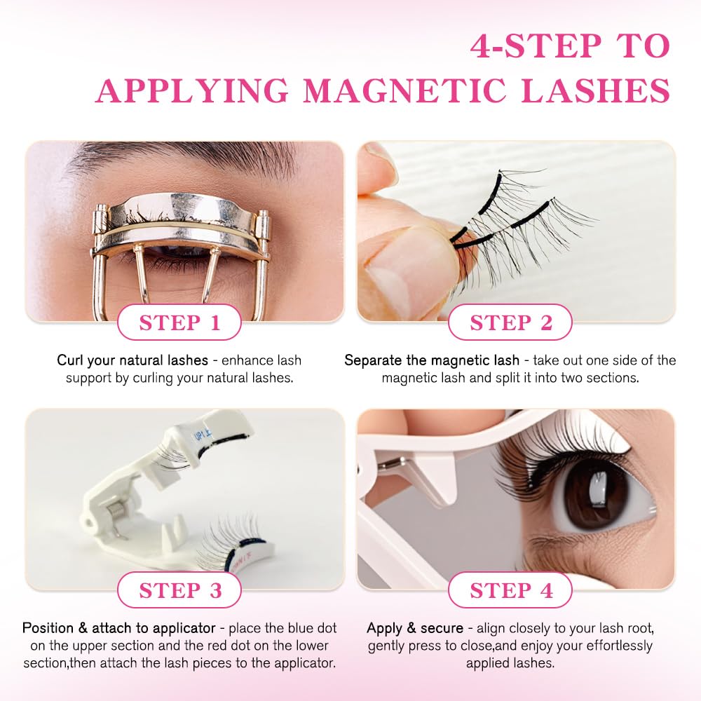 VEYESBEAUTY Magnetic Eyelashes with Applicator Reusable Magnetic Lashes Natural Look No Glue Needed False Eyelashes, NomSpirit Lashes Kit Easy to Wear and Remove