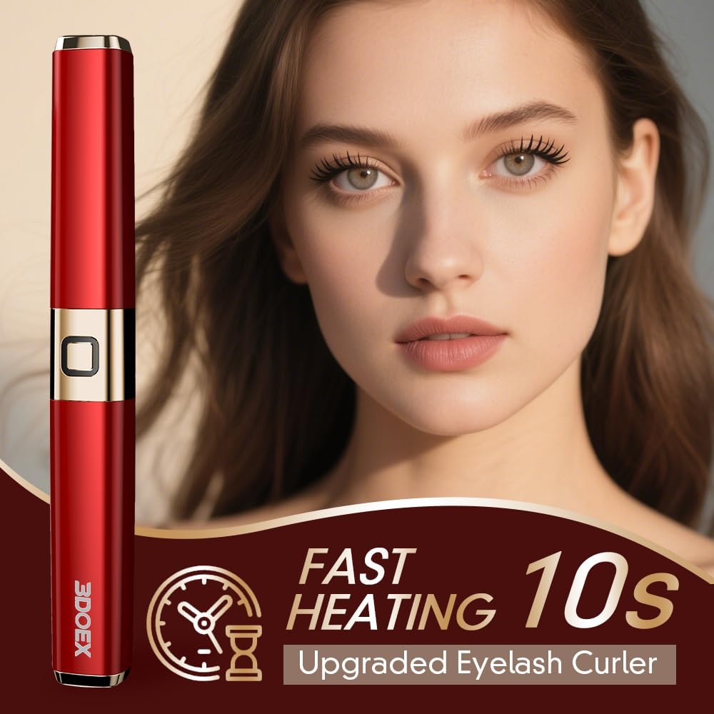 Heated Eyelash Curler, Mini Electric Eyelash Curler, Best Eye lash Curler 10-Second Salon Curls, Dual-Temperature Smart Memory, Safe & Travel-Friendly