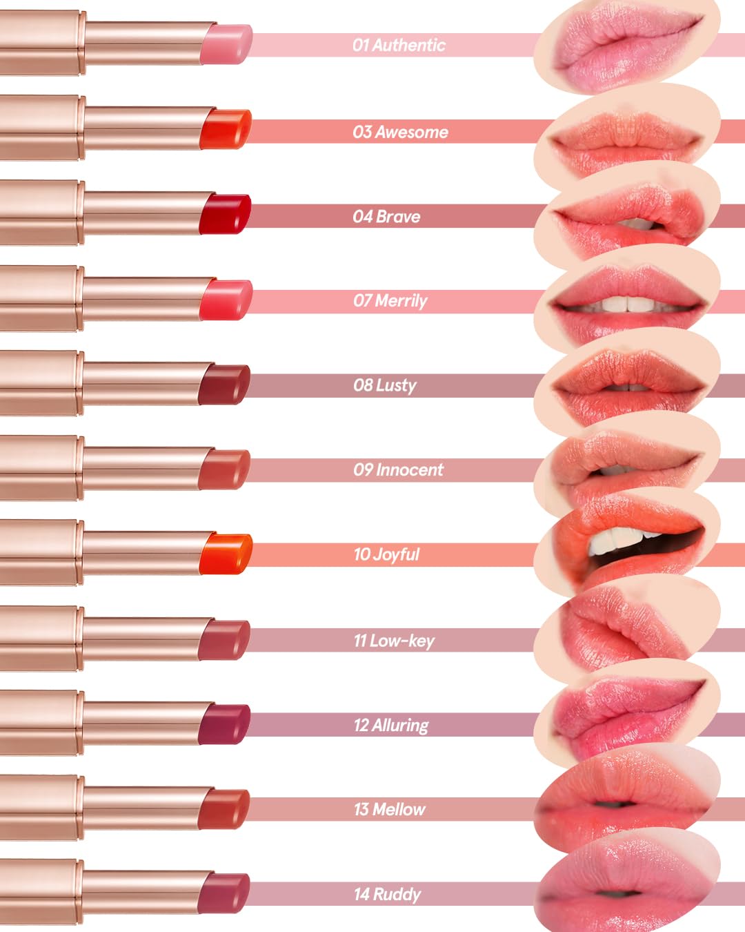 ATHÉ Authentic Lip Balm 07 MERRILY (Tinted), Lightweight Wear & Plumping Lips without Stickiness, Moisturizing & Nourishing Plant-Based Vegan Chapstick for Dry, Petrolatum Free, Cruelty-Free