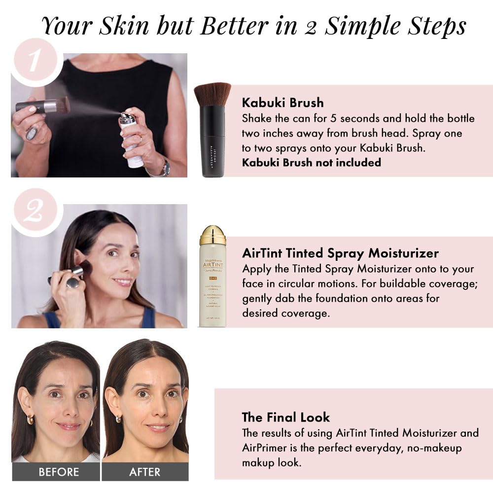 Jerome Alexander MagicMinerals AirTint Tinted Moisturizer AirBrush Spray Light Shade | Tinted Moisturizer Spray with Anti-Aging Ingredients