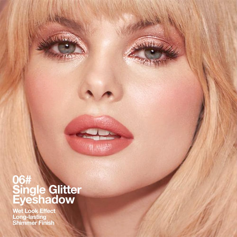 Champagne Rose Gold Monochrome Shimmer Eyeshadow Palette Makeup,Long Lasting Naturing-Looking Lightweight Glitter Single Eyeshadow,Neutral Powde Eye Shadow for Older Women