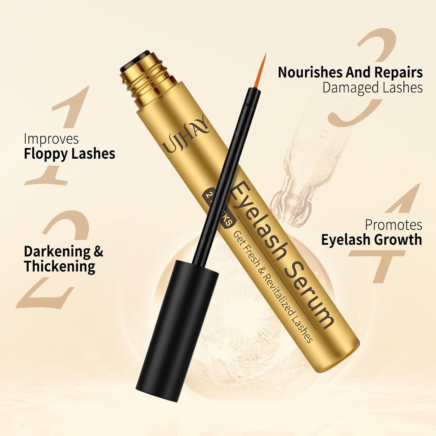 Eyelash Growth Serum for Thicker, Longer, Natural Lashes – Grow Luscious, Natural Lashes with Advanced Enhancer | Vegan & Cruelty-Free Treatment