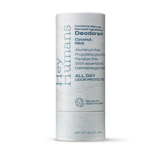 Hey Humans Deodorant, Aluminum Free Deodorant for Women and Men, Contains Naturally Derived Ingredients, All Day Odor Control, Refreshing Essential Oils, Earth Friendly Package, Coconut Mint
