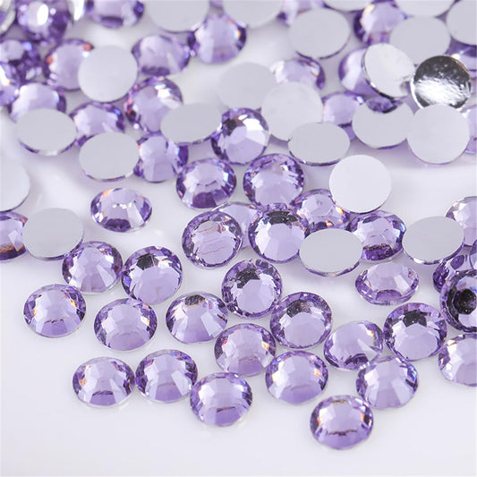 3000 Pieces SS6 2mm Flatback Rhinestones Clear Glass Round Gems Crystals for Nail Art DIY Crafts Clothes Shoes Bags （Light Purple）