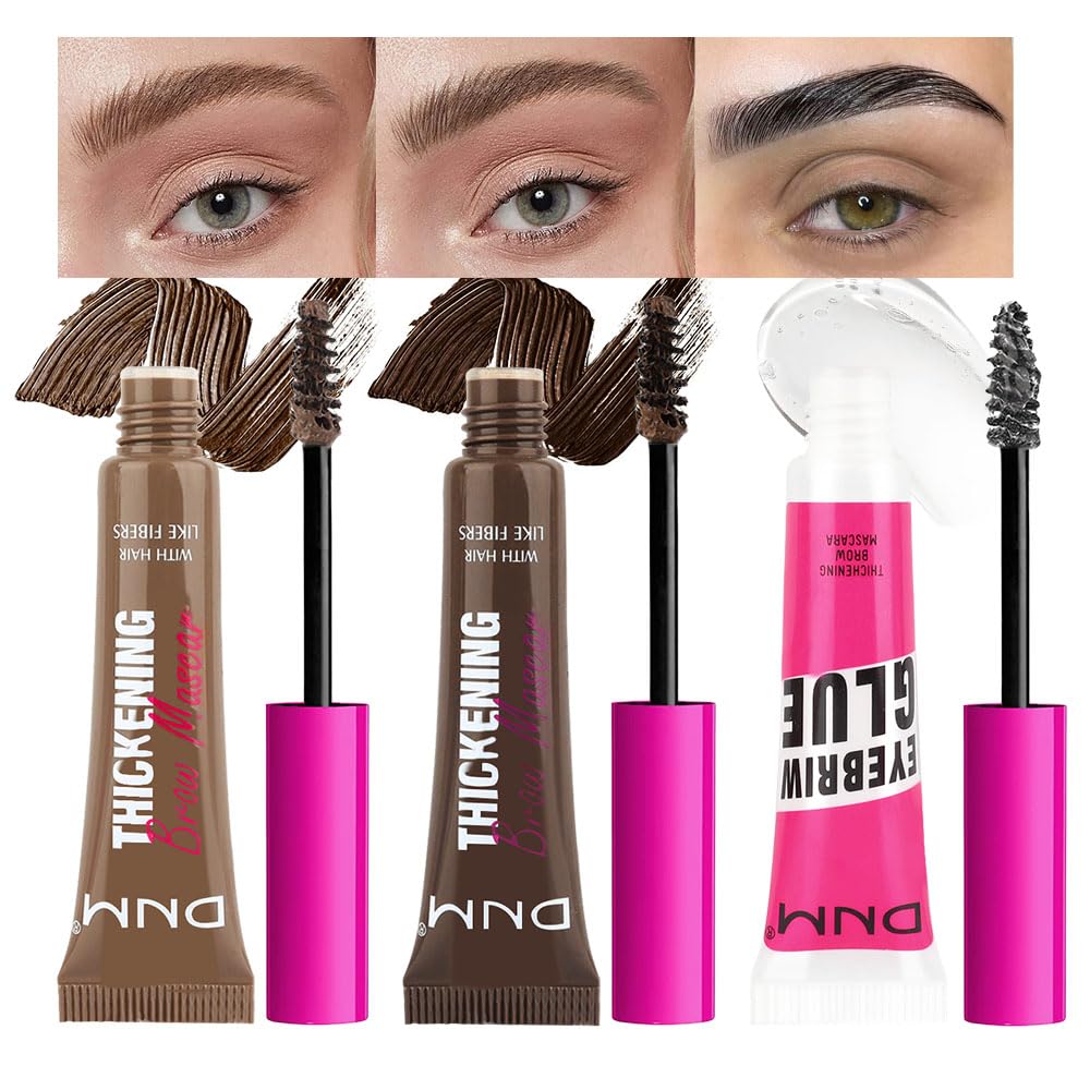 Tinted Thickening Brow Mascara,Brow Fast Sculpt,Waterproof, Transfer-proof, Brush to Fill in Eyebrows and Cover Gray Hairs - Cruelty Free (3pcs 06 Brunette &07 Espresso &09 transparent)