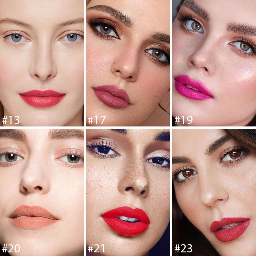 evpct 12Pcs Mini Pills Lipstick Capsule Set for Women Waterproof Long Lasting, Dark Ruby Deep Wine Mauve Red Purple Nude Brown Matte Small Magic Permanent 24 Hour Lipstick Bulk Samples 02